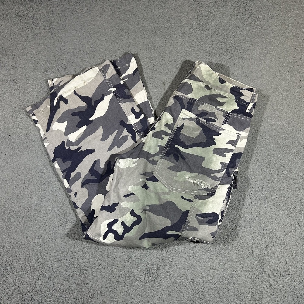 Jaded London Black Gray Camo Colossus Cargo Pants W34 Straight Leg Cotton #4058